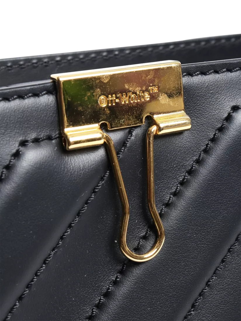 Pre-loved Off-White black leather crossbody tote - British product
