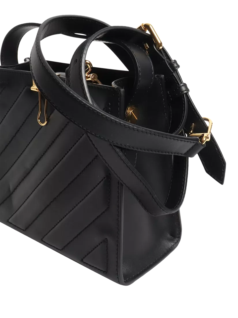 Pre-loved Off-White black leather crossbody tote - British product