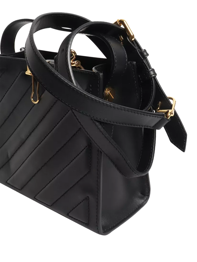 Pre-loved Off-White black leather crossbody tote - British product