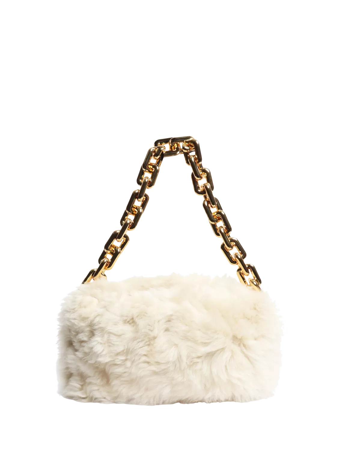 Pre-loved Bottega Veneta cream shearling bag with gold chain, UK version