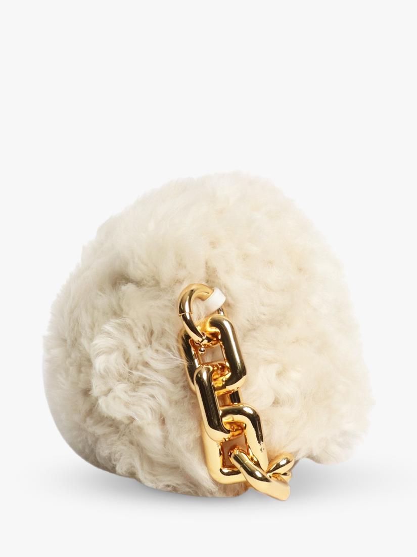Pre-loved Bottega Veneta cream shearling bag with gold chain, UK version