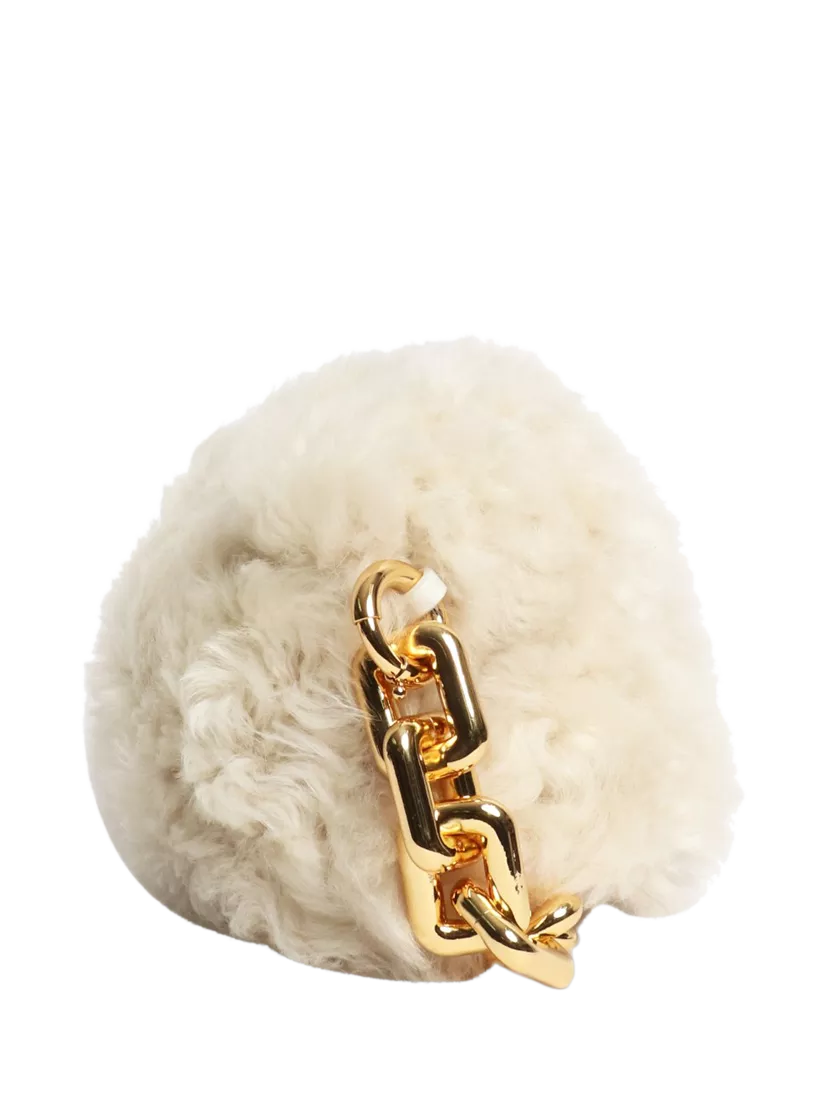 Pre-loved Bottega Veneta cream shearling bag with gold chain, UK version