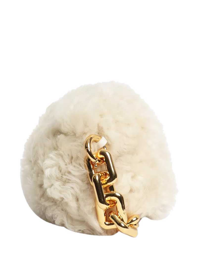 Pre-loved Bottega Veneta cream shearling bag with gold chain, UK version