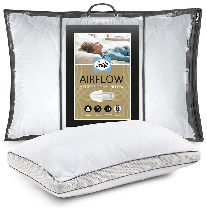 Sealy Airflow Memory Foam Pillow medium size 75cm x 45cm (British brand)