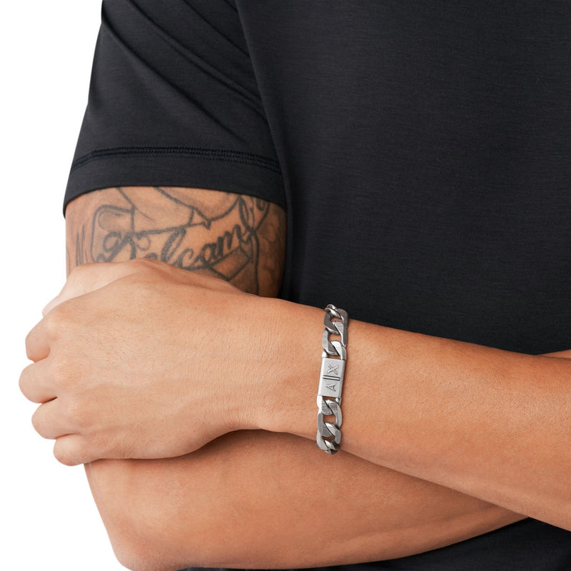 Armani Exchange men's stainless steel chain bracelet (British brand)