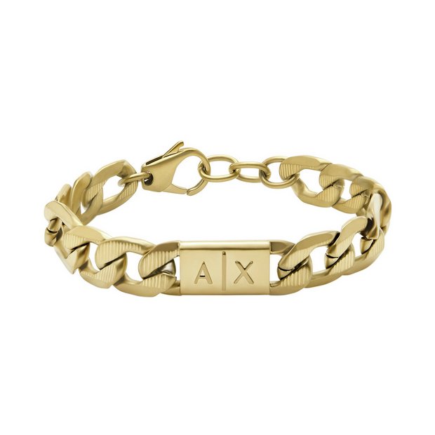Armani Exchange gold tone men's bracelet with chunky chain (British brand)