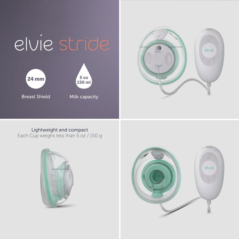 Elvie Stride single breast pump with cups and hub, UK version