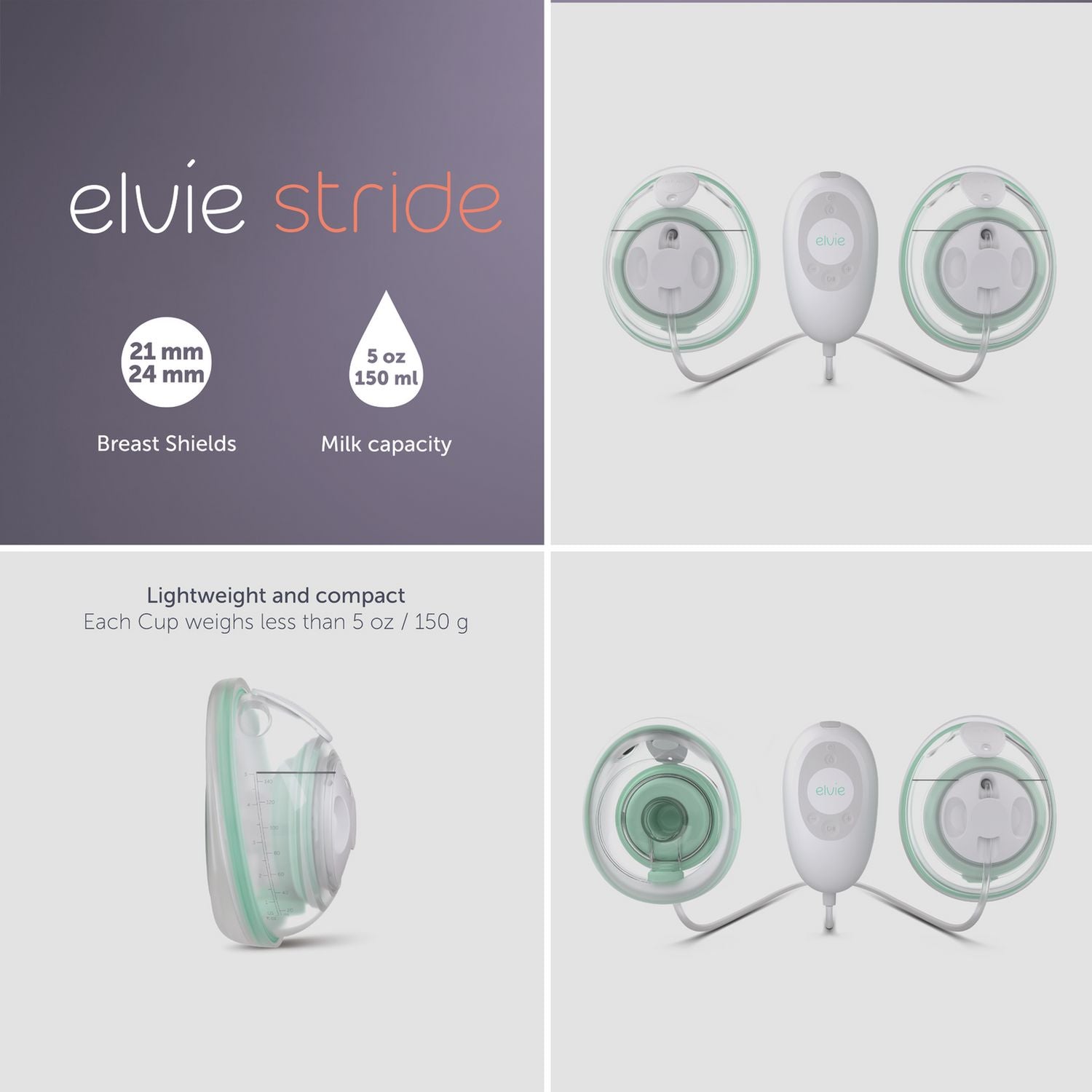 Elvie Stride double breast pump with hub kit (British brand)