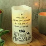 Personalised Message Home LED Candle, 13cm height, 7.5cm diameter, imported from the UK