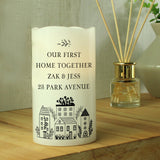 Personalised Message Home LED Candle, 13cm height, 7.5cm diameter, imported from the UK