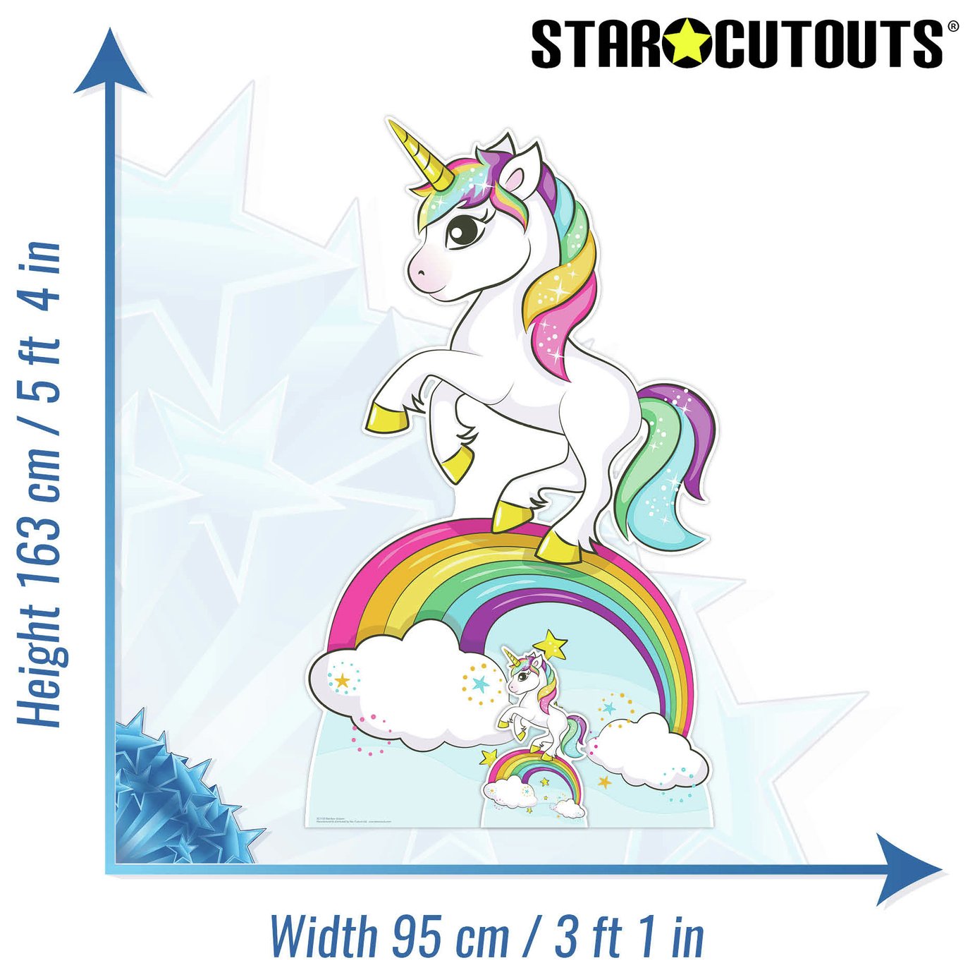 Rainbow Unicorn Cardboard Cutout 163cm tall (British brand)