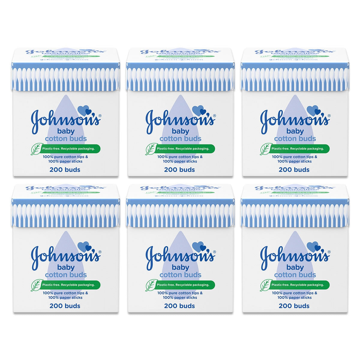 Johnson's Cotton Buds 6 x 200 Pack, UK version