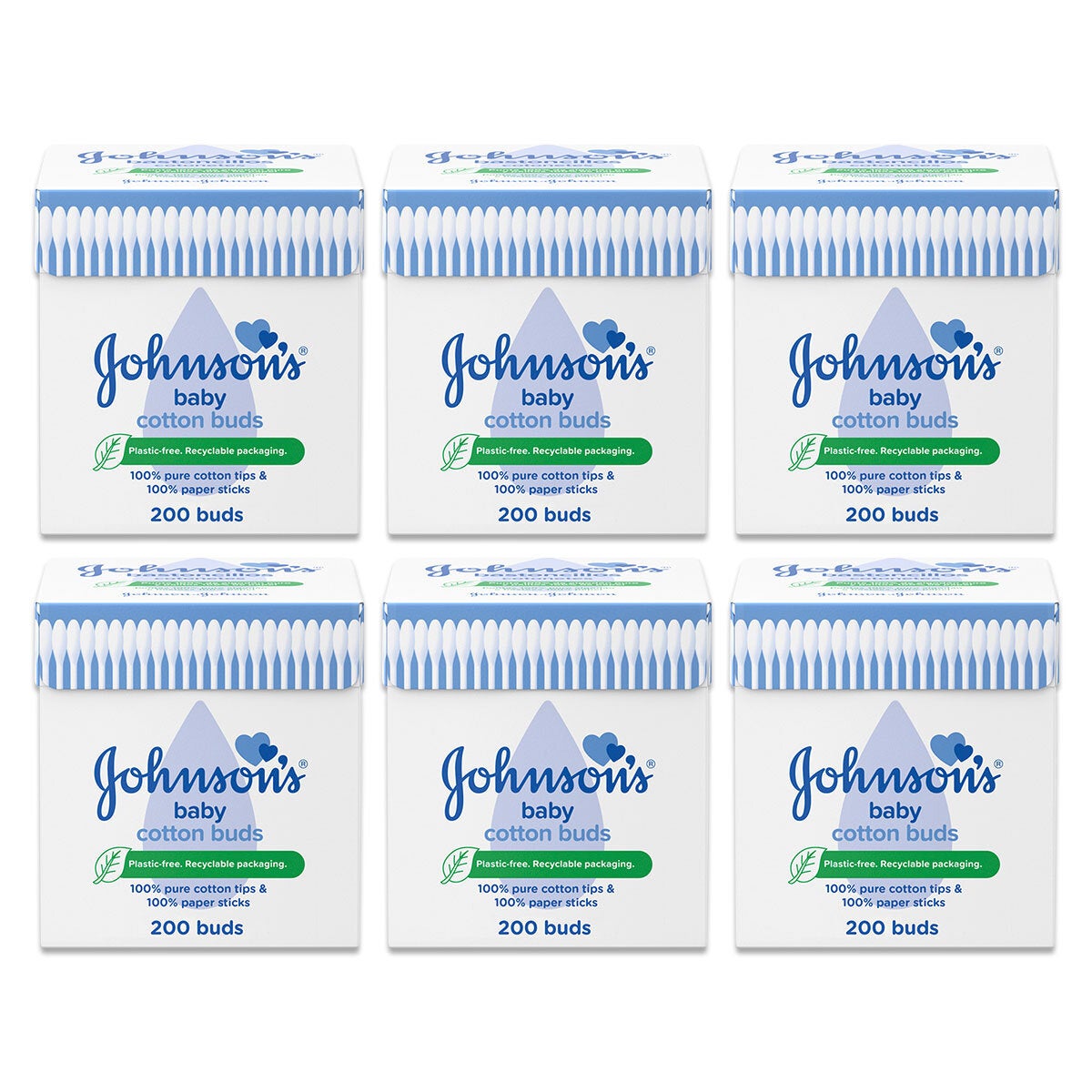 Johnson's Cotton Buds 6 x 200 Pack, UK version