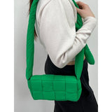 SVNX soft woven shoulder bag in green, imported from the UK