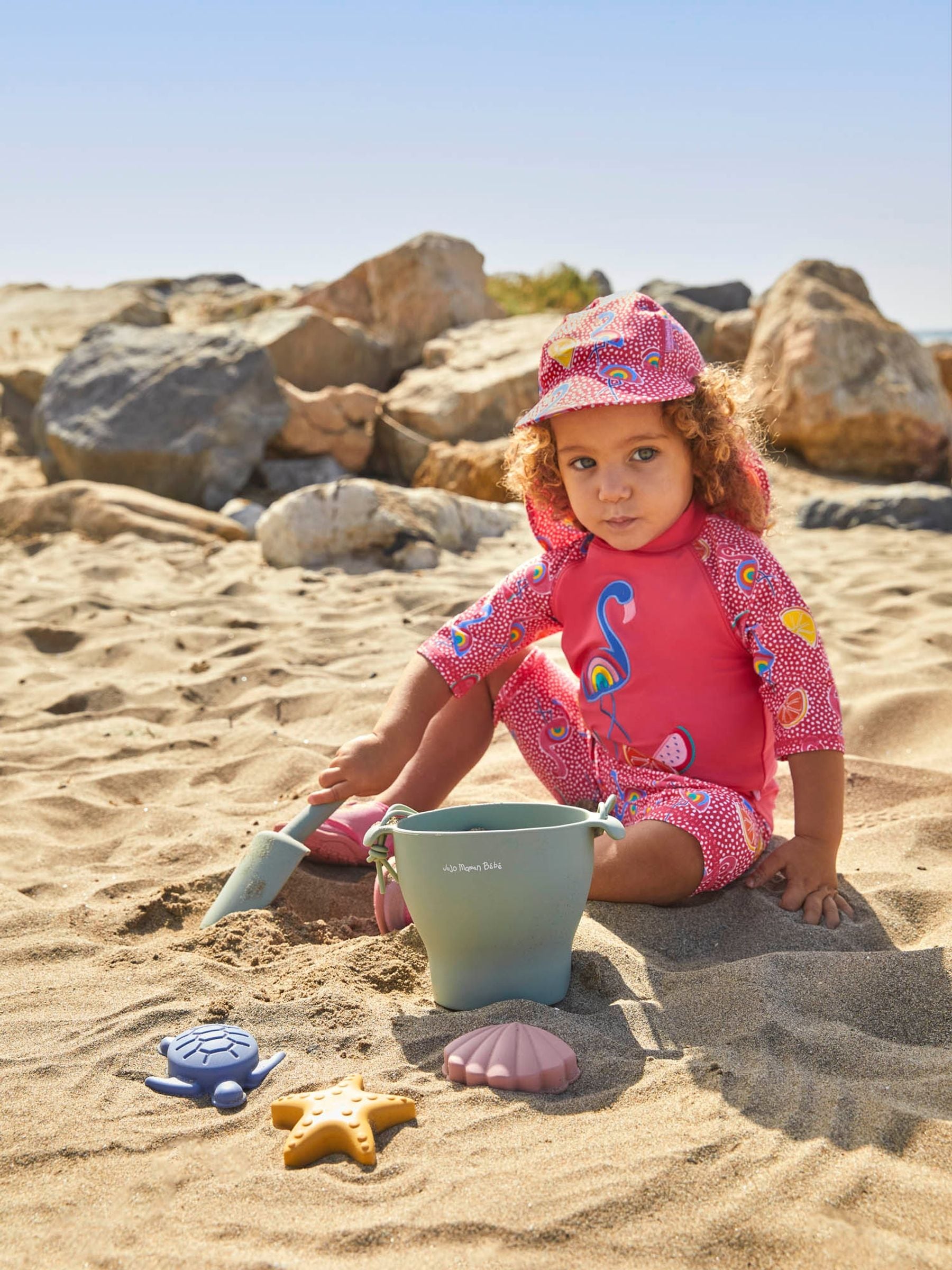 JoJo Maman Bébé green silicone bucket and spade set - British product