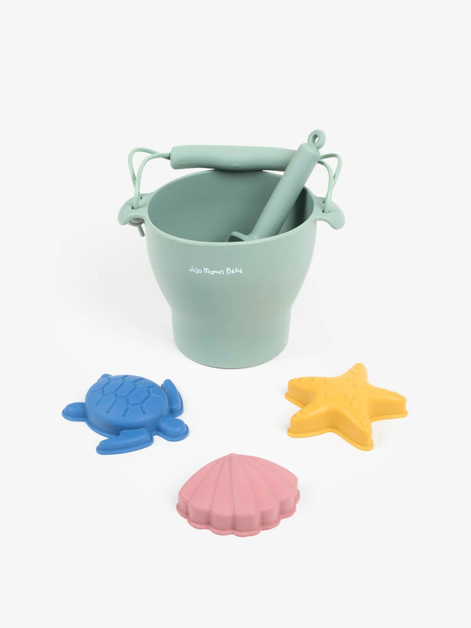 JoJo Maman Bébé green silicone bucket and spade set - British product