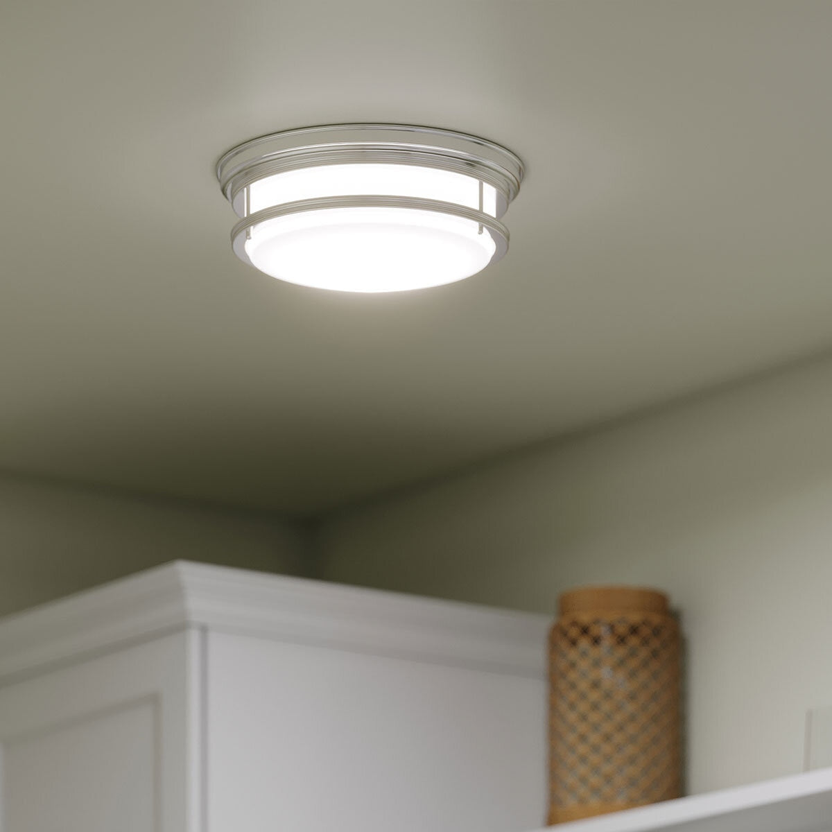 Hinkley Hadley chrome flush ceiling light, imported from the UK