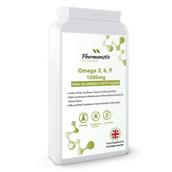 Pharmanostix Omega Fish Oil 1000mg 90 softgels, imported from the UK