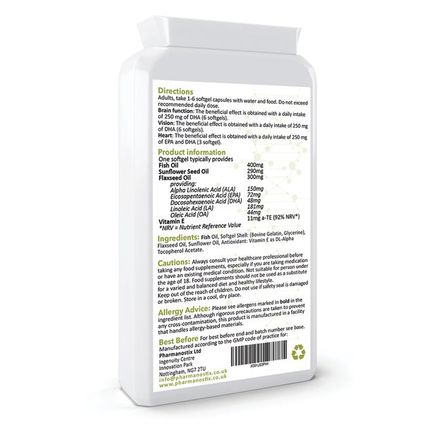 Pharmanostix Omega Fish Oil 1000mg 90 softgels, imported from the UK