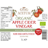 Organic Raw and Unfiltered Apple Cider Vinegar 2 x 1L