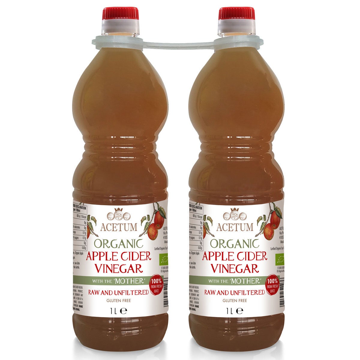 Organic Raw and Unfiltered Apple Cider Vinegar 2 x 1L