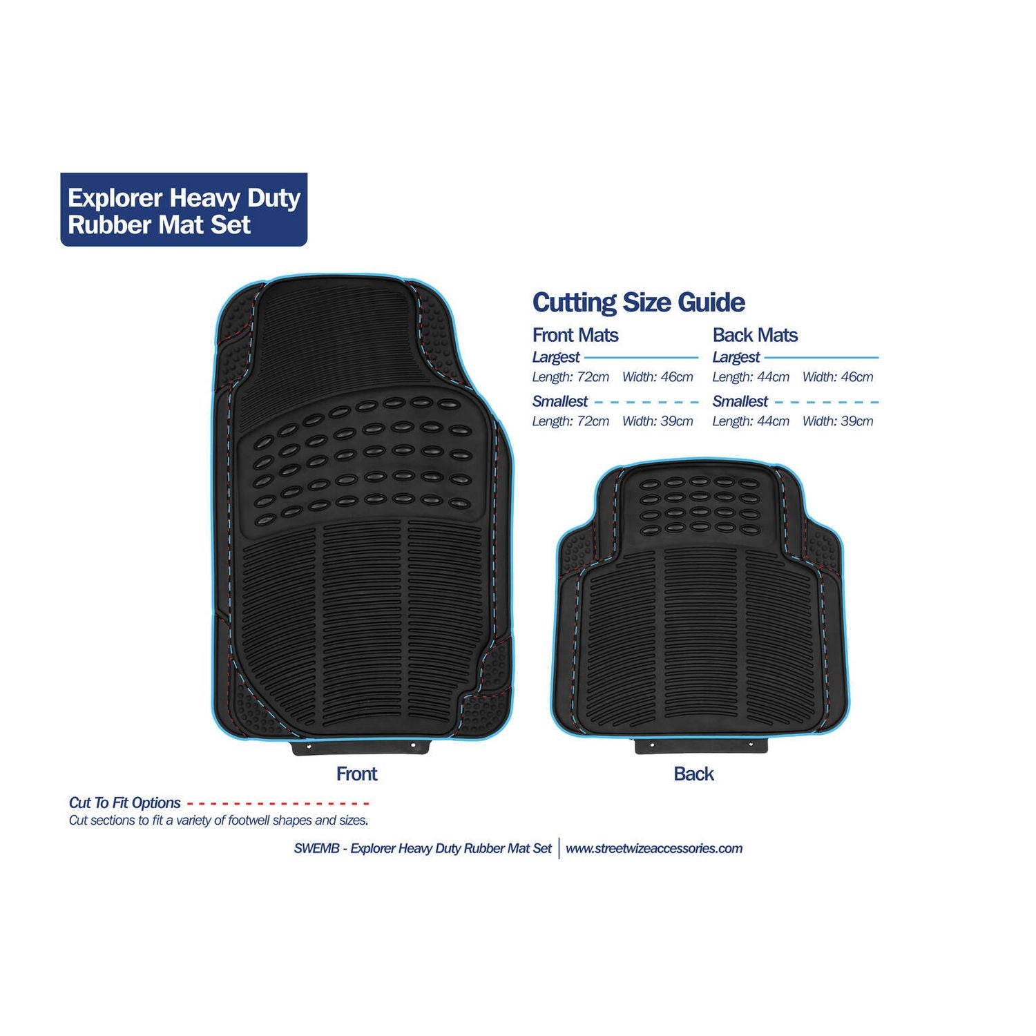 Streetwize heavy-duty rubber car mat set (British brand)