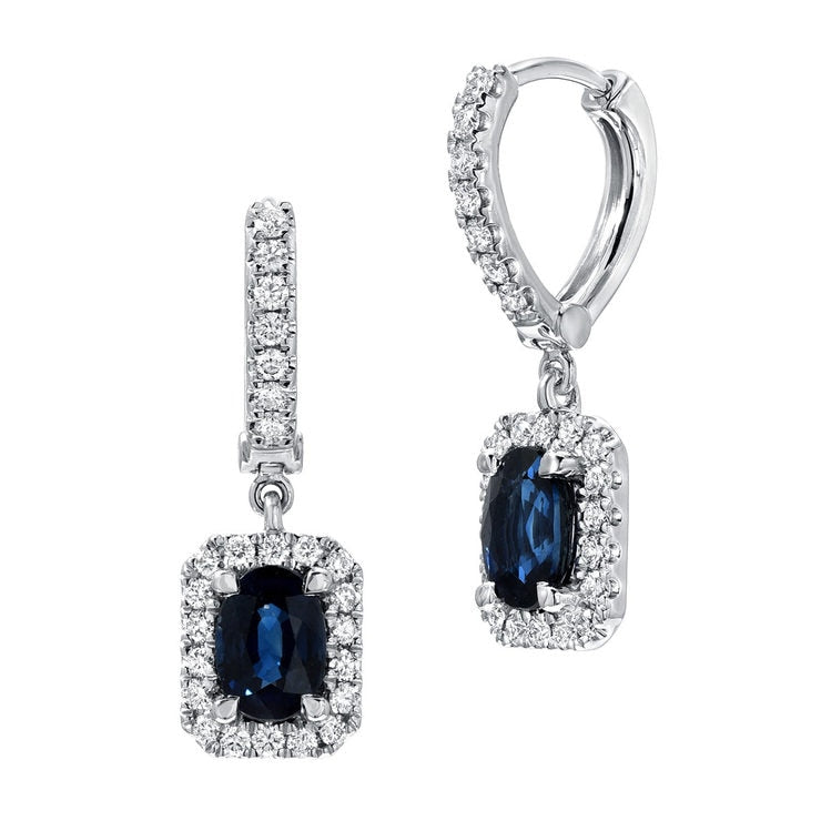 Costco oval cut blue sapphire diamond stud earrings 0.50ctw (British brand)