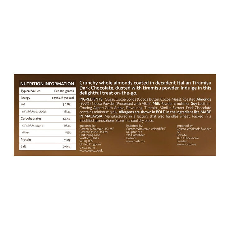 Tiramisu dark chocolate almonds 660g (British brand)