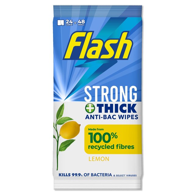 Flash Antibacterial Cleaning Wipes   48 per pack