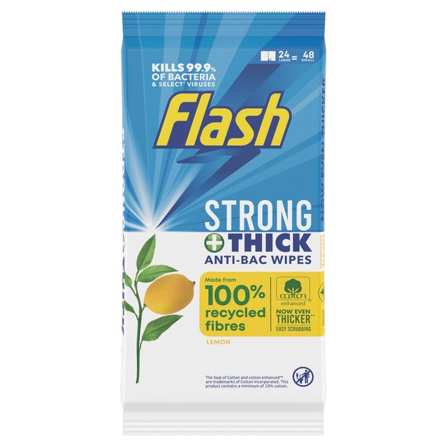 Flash Antibacterial Cleaning Wipes   48 per pack