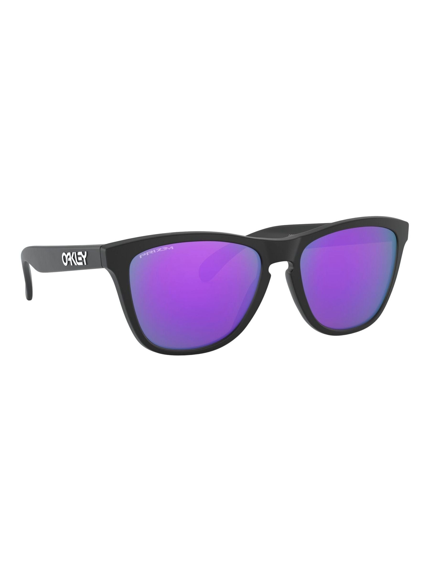 Oakley Frogskins Svarte solbriller med Prizm Fiolett glass, importert fra Storbritannia