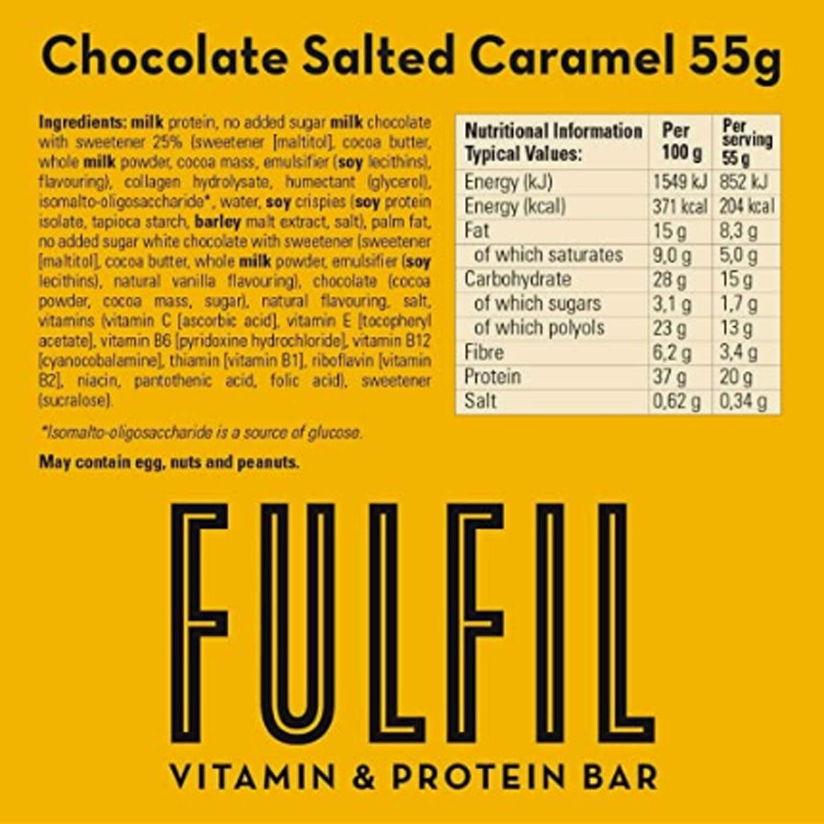 Fulfil chocolate salted caramel protein bar 15 x 55g - British product