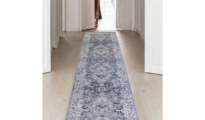 Traditioneller Teppichläufer Homemaker, grau-rosa, kurzer Flor, 67x200 cm