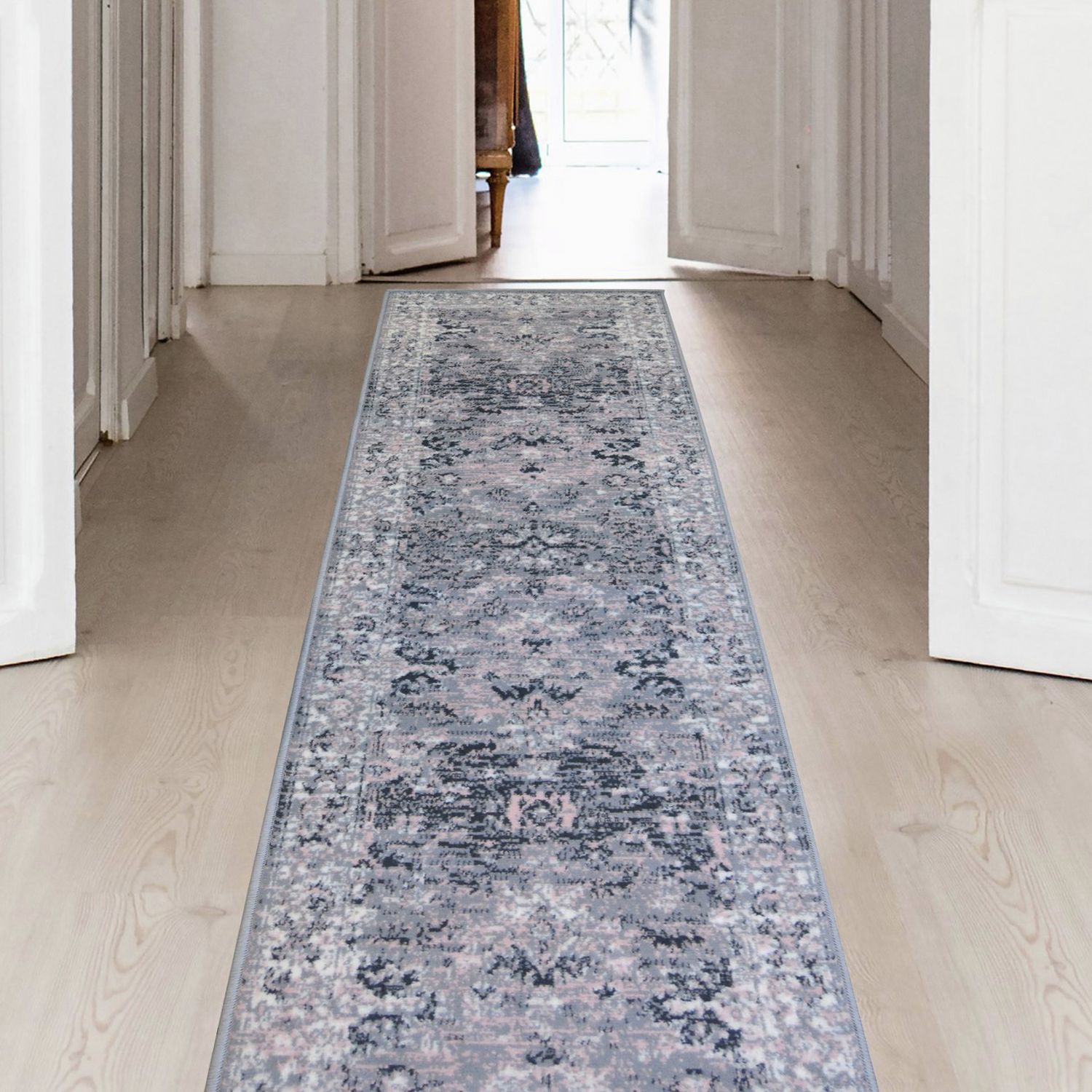 Homemaker Traditional Charcoal Short Pile Runner Door Mat 67x200cm