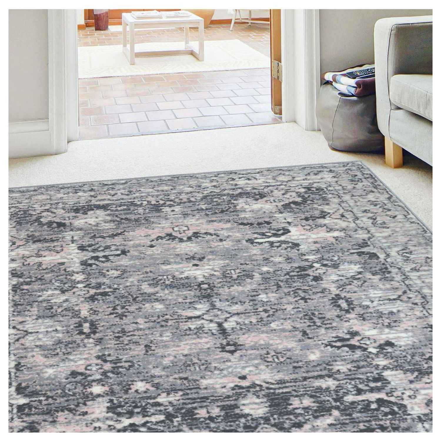 Homemaker Traditional Charcoal Short Pile Runner Door Mat 67x200cm
