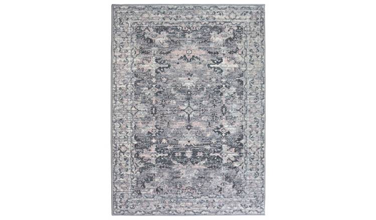 Homemaker traditional grey blush short pile rug 160x230cm, UK version