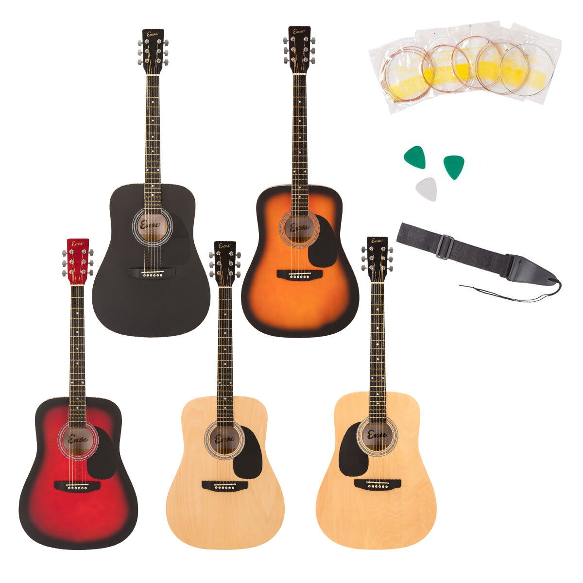 Encore Acoustic Guitar Kit 5 Colours - British product