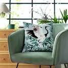 Habitat crane print velvet cushion multicoloured 43x43cm, UK version