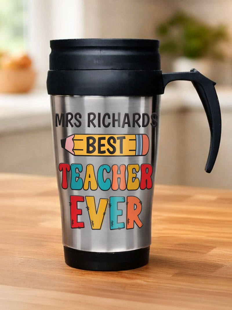 PMC personalised best teacher thermal travel mug 400ml, UK version