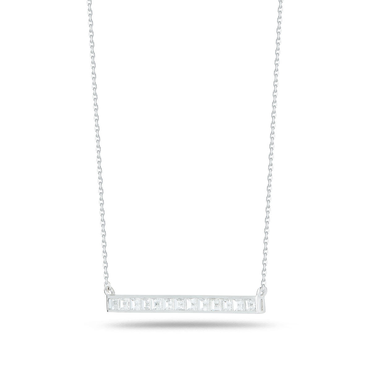 Baguette cut diamond necklace 1.24ctw 18ct white gold, imported from the UK