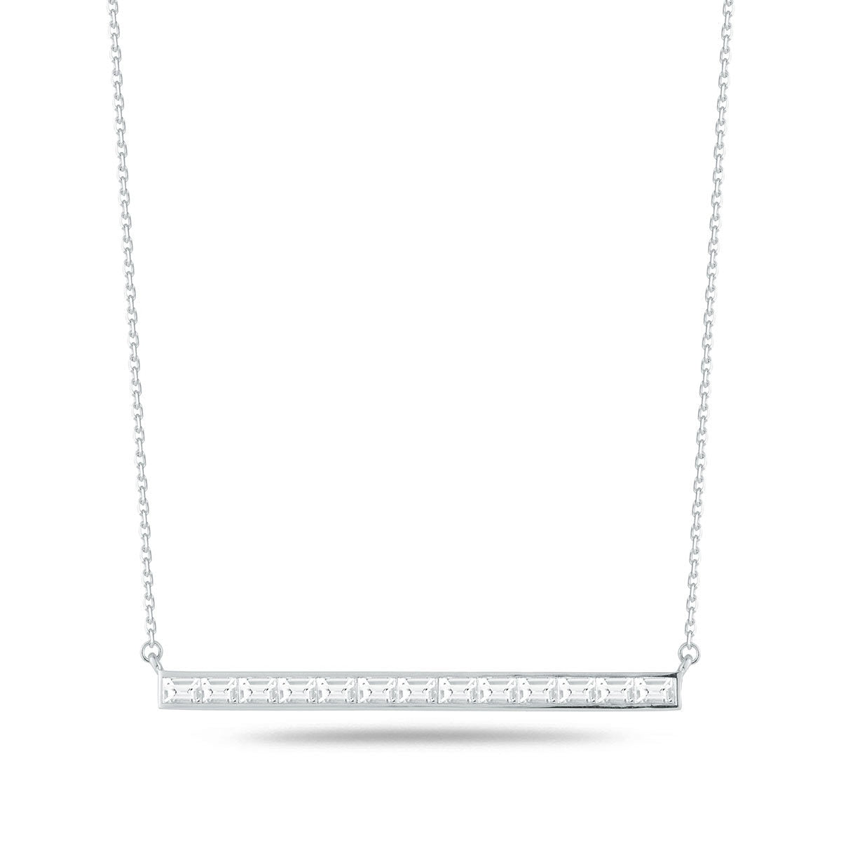 Baguette cut diamond necklace 1.24ctw 18ct white gold, imported from the UK