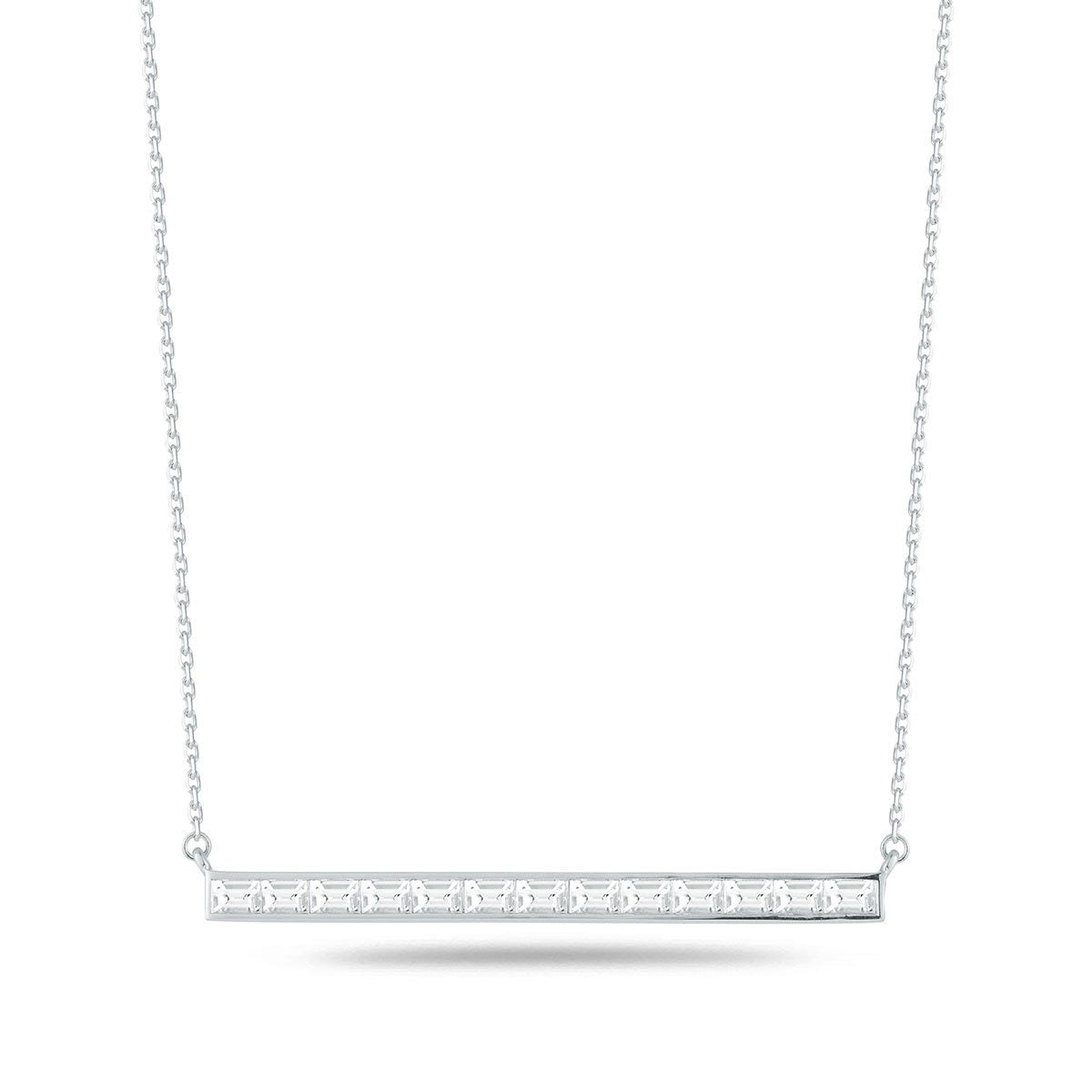 Baguette cut diamond necklace 1.24ctw 18ct white gold, imported from the UK