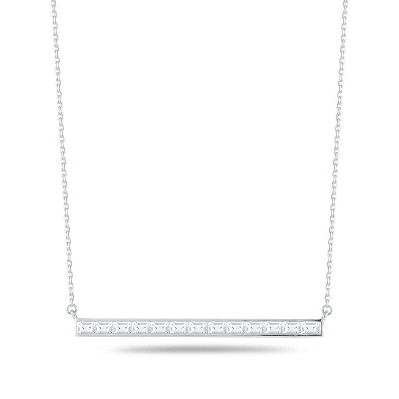 Baguette cut diamond necklace 1.24ctw 18ct white gold, imported from the UK