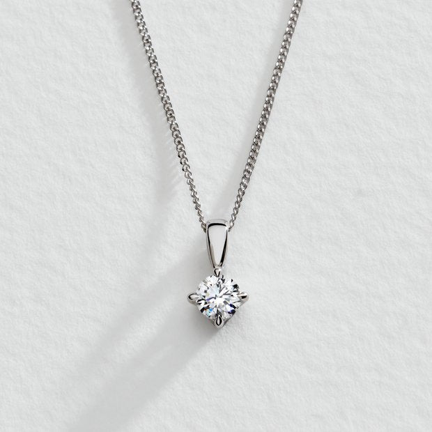 Pure Brilliance 9ct white gold lab diamond necklace, UK version