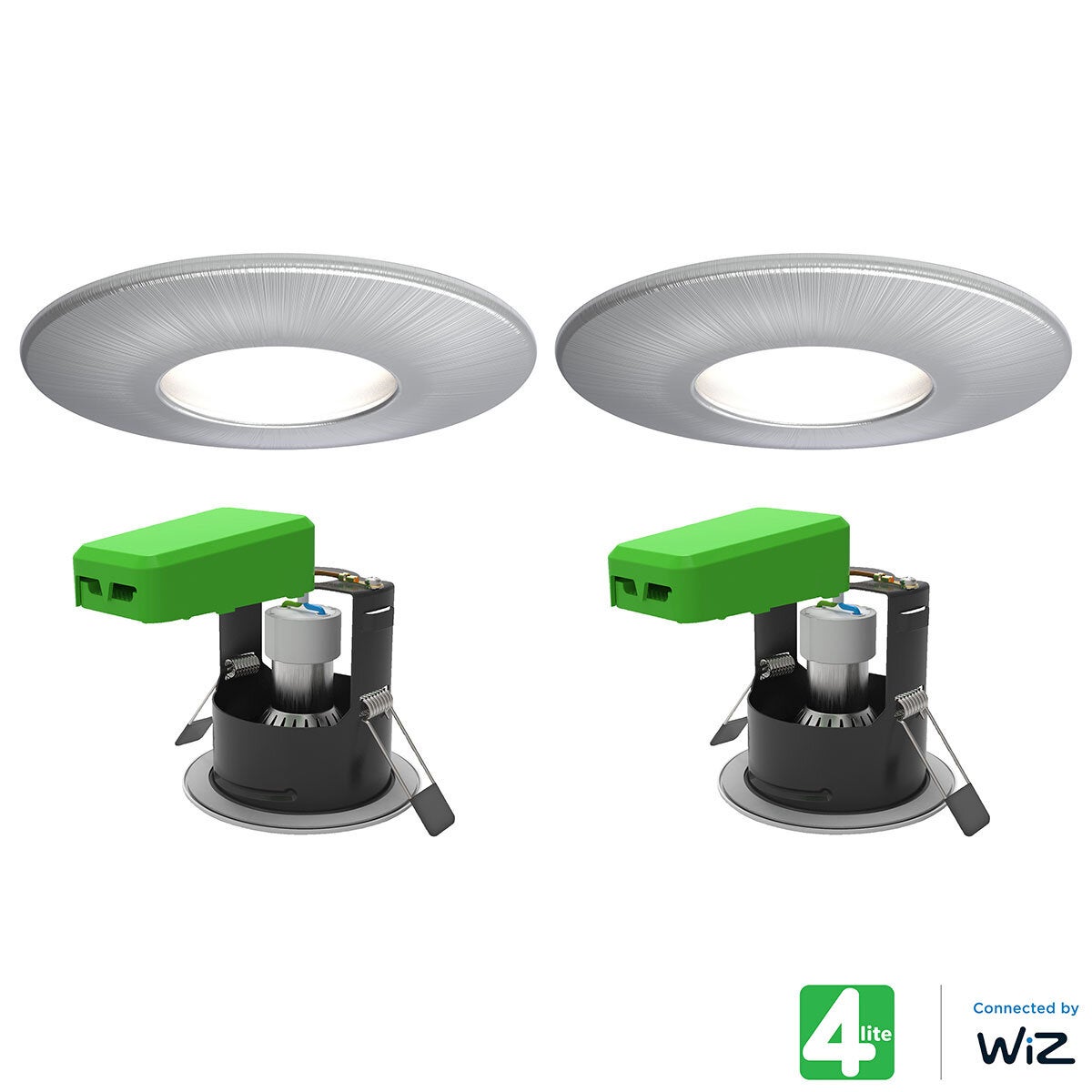 4lite WiZ Connected LED IP65 Fire Rated Smart Downlight Pack of 2, 3 Colour Options