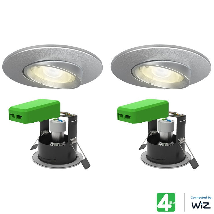 4lite WiZ downlight pack of 2 satin chrome (British brand)