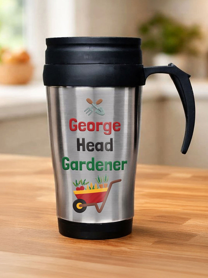 PMC personalised head gardener thermal travel mug 400ml - British product