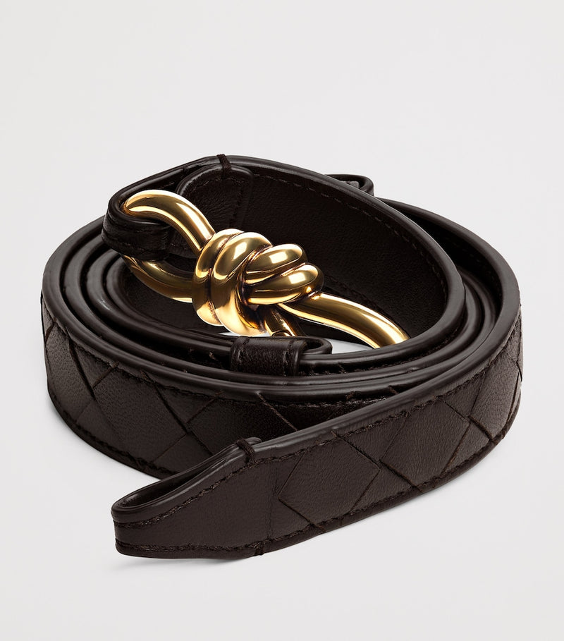 Bottega Veneta leather Intrecciato Andiamo belt, UK version