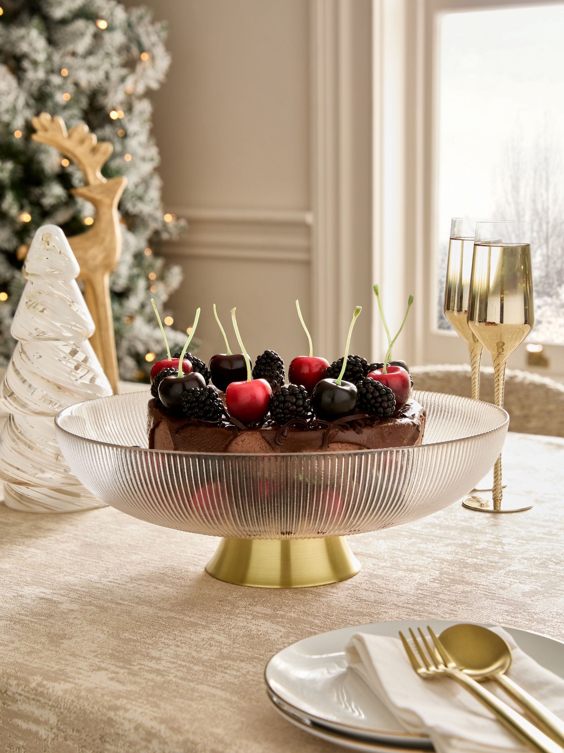 Clear Glass Extra Large Footed Bowl