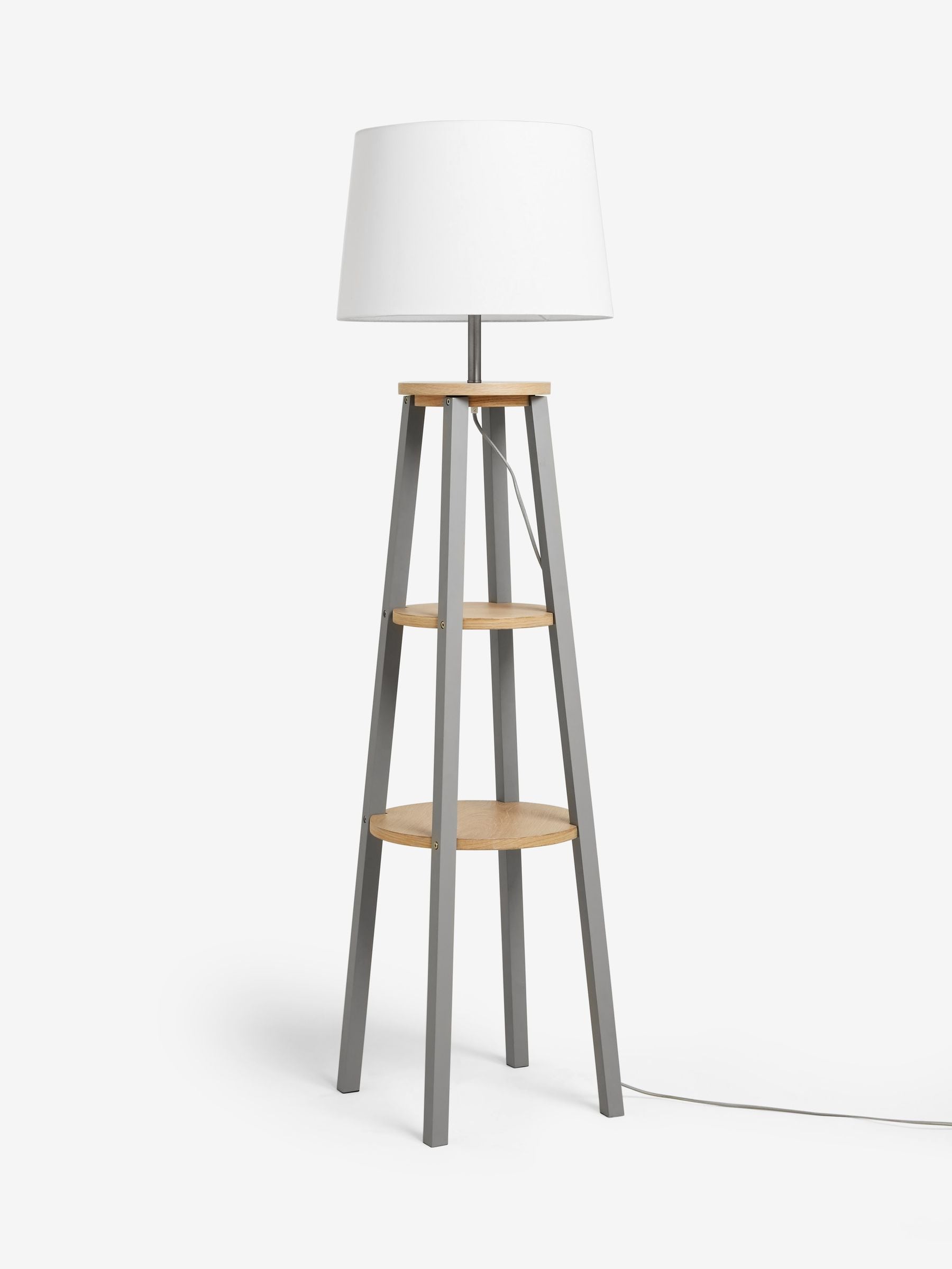 Malvern graue Holz-Stehlampe mit Regal (britische Marke)